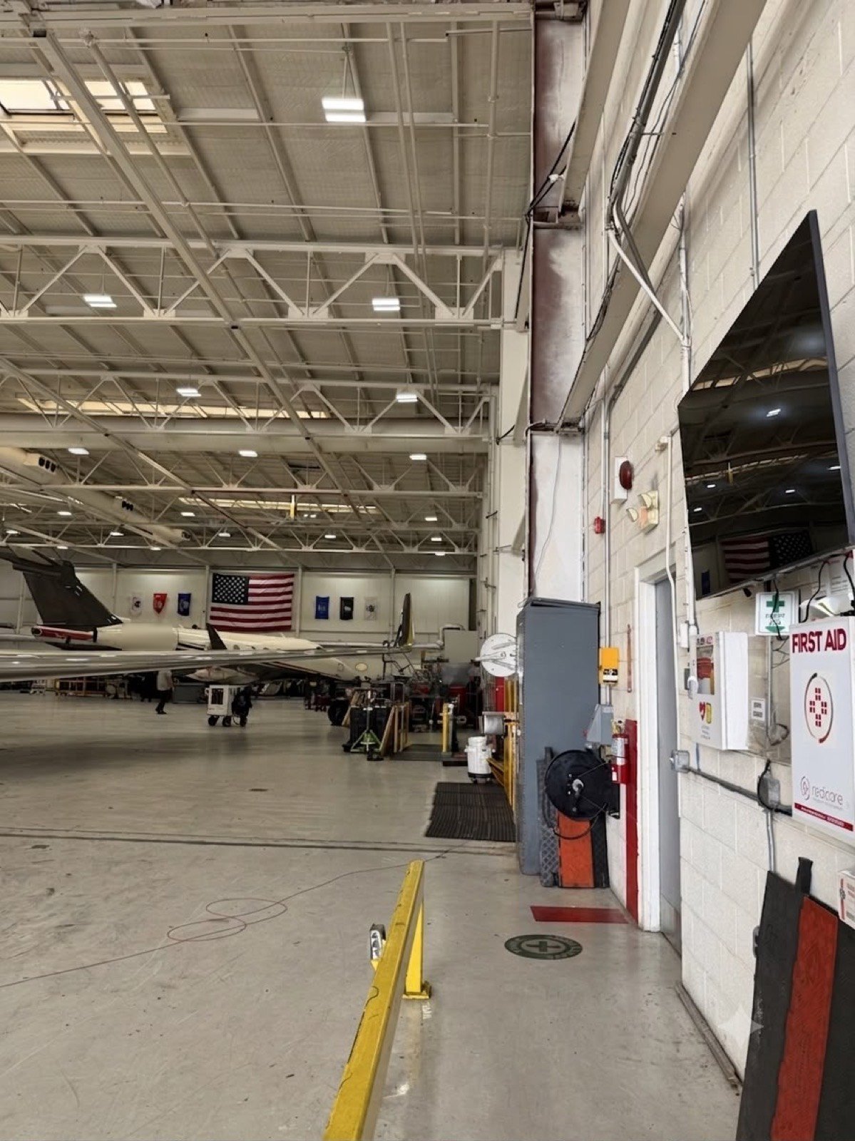 Aircraft hangar in Westchester where J.B.R. maintains the electrical systems